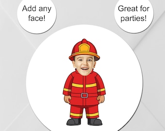 Gepersonaliseerde gezichtsstickers | Aangepast leuk brandweermanpersonage