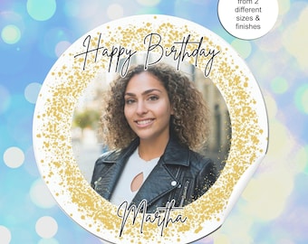 Feestfotostickers, verjaardagen, feesten, op maat gemaakte gepersonaliseerde labels