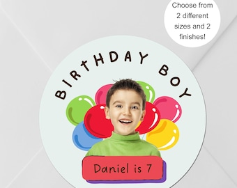 Verjaardagsfotostickers Ballonnen: gepersonaliseerde gepersonaliseerde etiketten voor feestzakjes