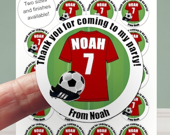 Football Party Stickers, Birthday Party Bag Seals, Custom Personalised