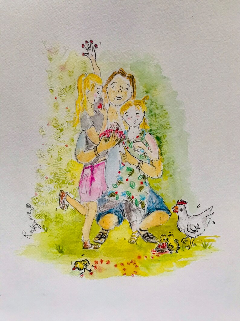 Watercolor custom illustration family portrait image 8