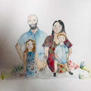 Portrait de famille illustration personnalisé aquarelle image 6