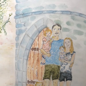 Portrait de famille illustration personnalisé aquarelle image 7