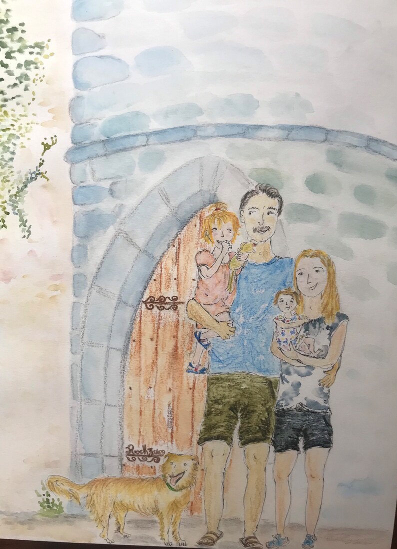 Portrait de famille illustration personnalisé aquarelle image 7