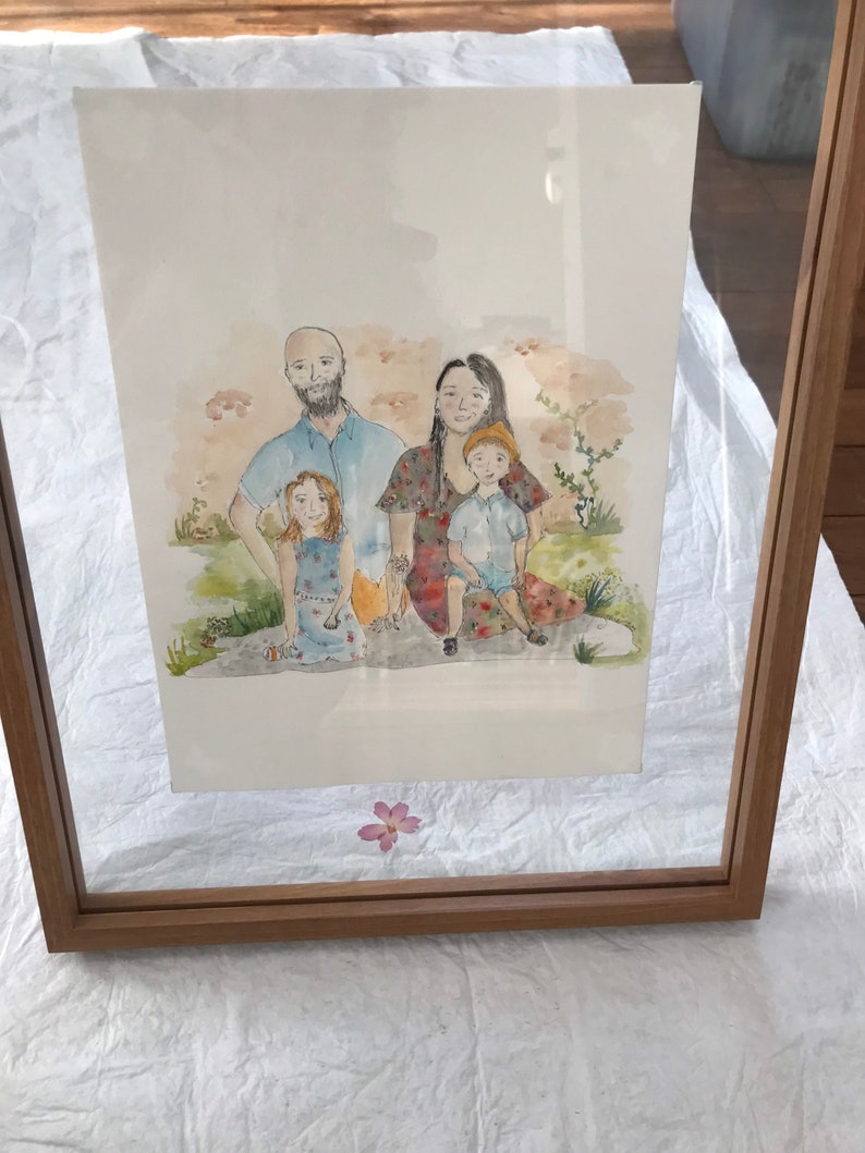 Portrait de famille illustration personnalisé aquarelle image 5