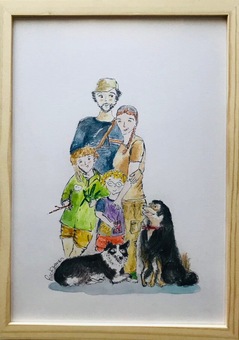 Portrait de famille illustration personnalisé aquarelle image 4