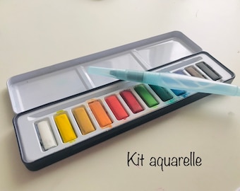 Kit of paintings watercolor acrylic felts natural paints pigments brushes