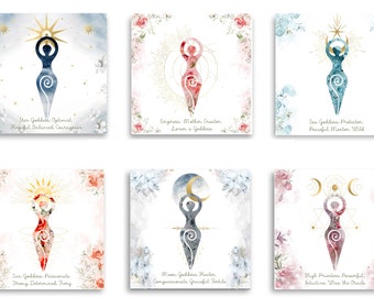 6 Beautiful and Original Watercolour Goddess Cards