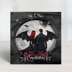Spersonalizowana karta ślubna, zaręczynowa, rocznicowa w stylu Dark Gothic Vampire