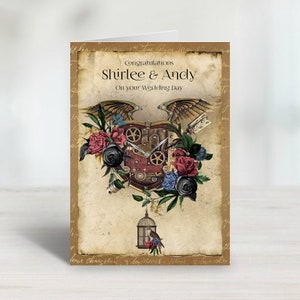Personalised Steampunk Wedding or Anniversary Card