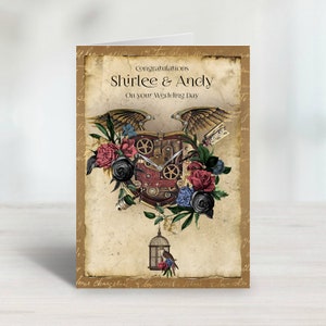 Carta di matrimonio o anniversario Steampunk personalizzata