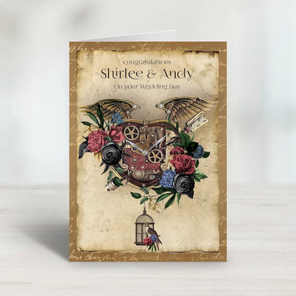 Personalised Steampunk Wedding or Anniversary Card