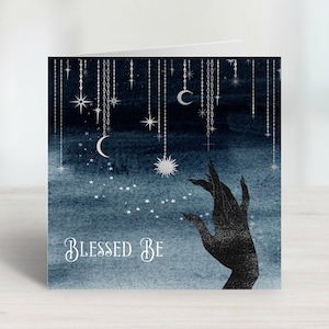 Carte de voeux sorcière d'Halloween - Style Blessed Be Pagan