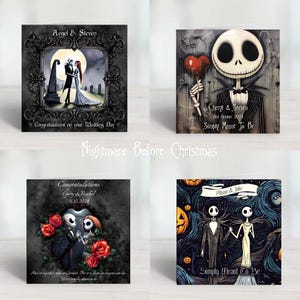 Noël 2024 personnalisé L'Étrange Noël de Jack et Sally pour mariage, anniversaire, fiançailles, cartes de félicitations. Frais de port 1ère classe