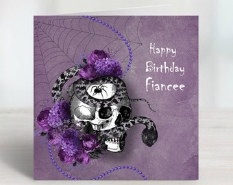 Personalised Birthday Card - Purple Skull & Snake