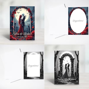 Spersonalizowane kartki ślubne lub rocznicowe Nightmare Before Christmas – czerwone lub monochromatyczne
