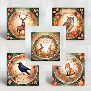 Biglietti di auguri per l'equinozio d'autunno per feste e celebrazioni pagane, wiccan e gaeliche