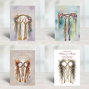 Tarjetas personalizadas de bendiciones de compromiso de temporada para bodas, ceremonias civiles y asociaciones.