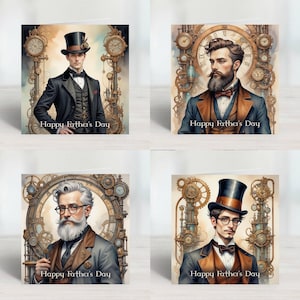 Biglietti per la Festa del Papà in stile Steampunk Gentlemen per la tua figura paterna alternativa. Celebra il suo spirito unico con un biglietto distintivo come lui.