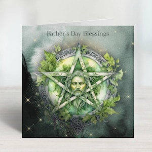 Carte de fête des pères homme vert éthéré style païen et wicca