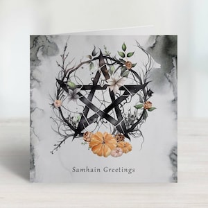 Carte Samhain Greetings Pentacle Halloween Sorcière