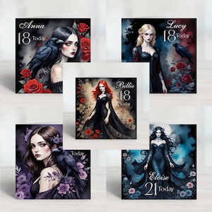 Gepersonaliseerde Gothic-verjaardagskaarten voor elke leeftijd - Gothic Girls