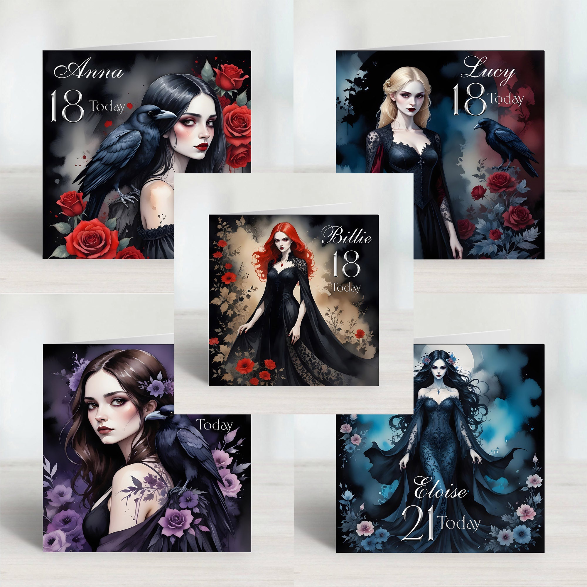 Personalised Gothic Any Age Birthday Greeting Cards - Gothic Girls