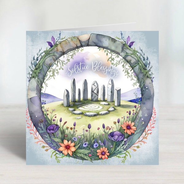 Beltany Stone Circle - Summer Solstice, Solstice Blessings Pagan, Wicca Greeting Card