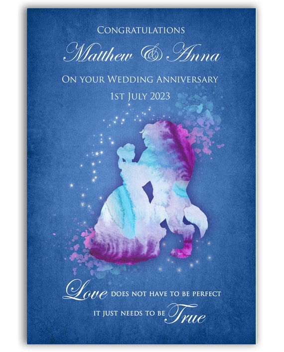 Personalised Disney Beauty The Beast Wedding Anniversary Etsy