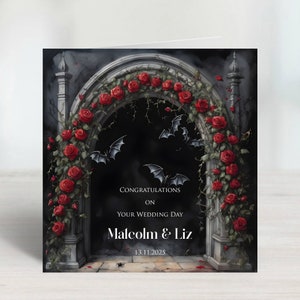 Carte personnalisée gothique foncé pour mariage, fiançailles, anniversaire de mariage