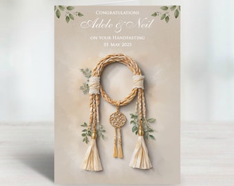 Personalised Handfasting Ivory & Gold cords Blessings Wedding, Civil Ceremony, Partnership card
