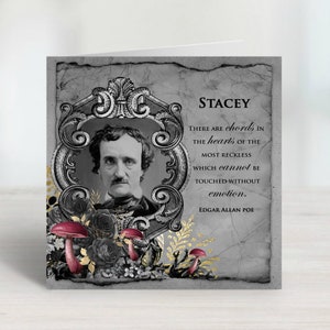 Personalisierte Gothic Geburtstagskarte - Edgar Allan Poe mit Zitat