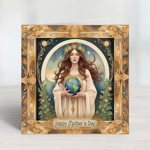 Op Mother Earth Pagan geïnspireerde Moederdagzegeningskaart voor Moederdag. Kan tegen een kleine vergoeding aan de binnenkant worden bedrukt. Wordt 1e klas verzonden.