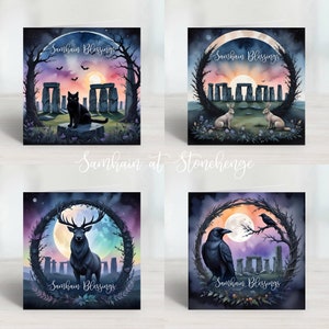 Stonehenge & Glastonbury Tor Cards pour les célébrations païennes et Wicca Samhain