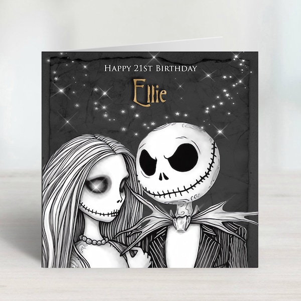 Personalised Jack & Sally Nightmare Before Christmas Birthday Card -