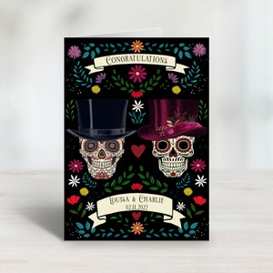 Personalisierte Dia Los De Muertos Tag der Totenschädel Hochzeits- oder Jubiläumskarte