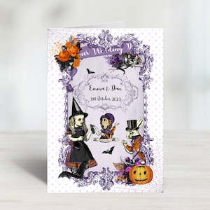 Spersonalizowana kartka ślubna lub rocznicowa z motywem Halloween Alicja w Krainie Czarów