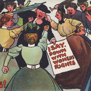 Reproduktion der Suffragette Postkarte OH DID HE!