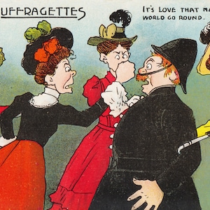 Reproduction of Suffragette Postcard LOVE MAKES The World Go ROUND