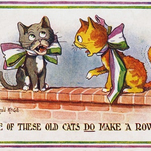Reproducción de postal de sufragistas ALGUNOS DE ESTOS GATOS VIEJOS