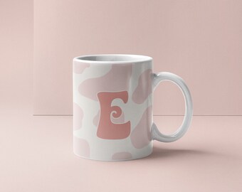 Personalisierte Kuh Print Tasse | Benutzerdefinierte Initial Kuh Ästhetik Tasse | Kuh-Druck-Kaffeetasse | Kuh Thema neues Zuhause Geschenk