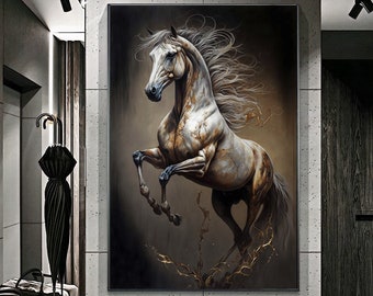 Gestreckte bedruckte Leinwand Aufzucht arabisches Pferd Graffiti-Kunst-Tiermalerei Moderner Druck für die Wanddekoration zu Hause
