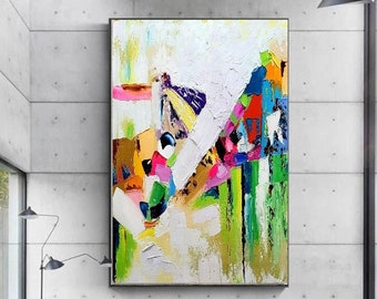 LARGE Modern Wall Art Impasto Oil Painting on Canvas, Palette Knife Art Abstract Painting for Living Room