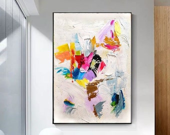 LARGE  COLORFUL MODERN Wall Art - Impasto Oil Painting on Canvas - Original Abstract painting for Living Room