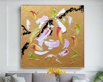 LARGE  IMPASTO MODERN Wall Art - Abstract  Oil painting on Canvas with  Palette Knife  for Living room