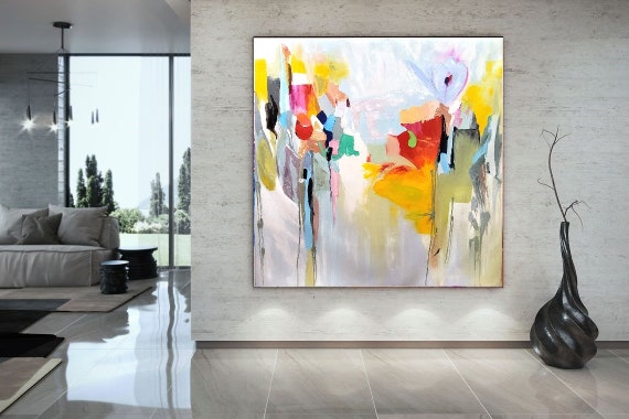 Buy LARGE MODERN Wall Art Vivid Oil Painting on Canvas Colorful Online in  India 