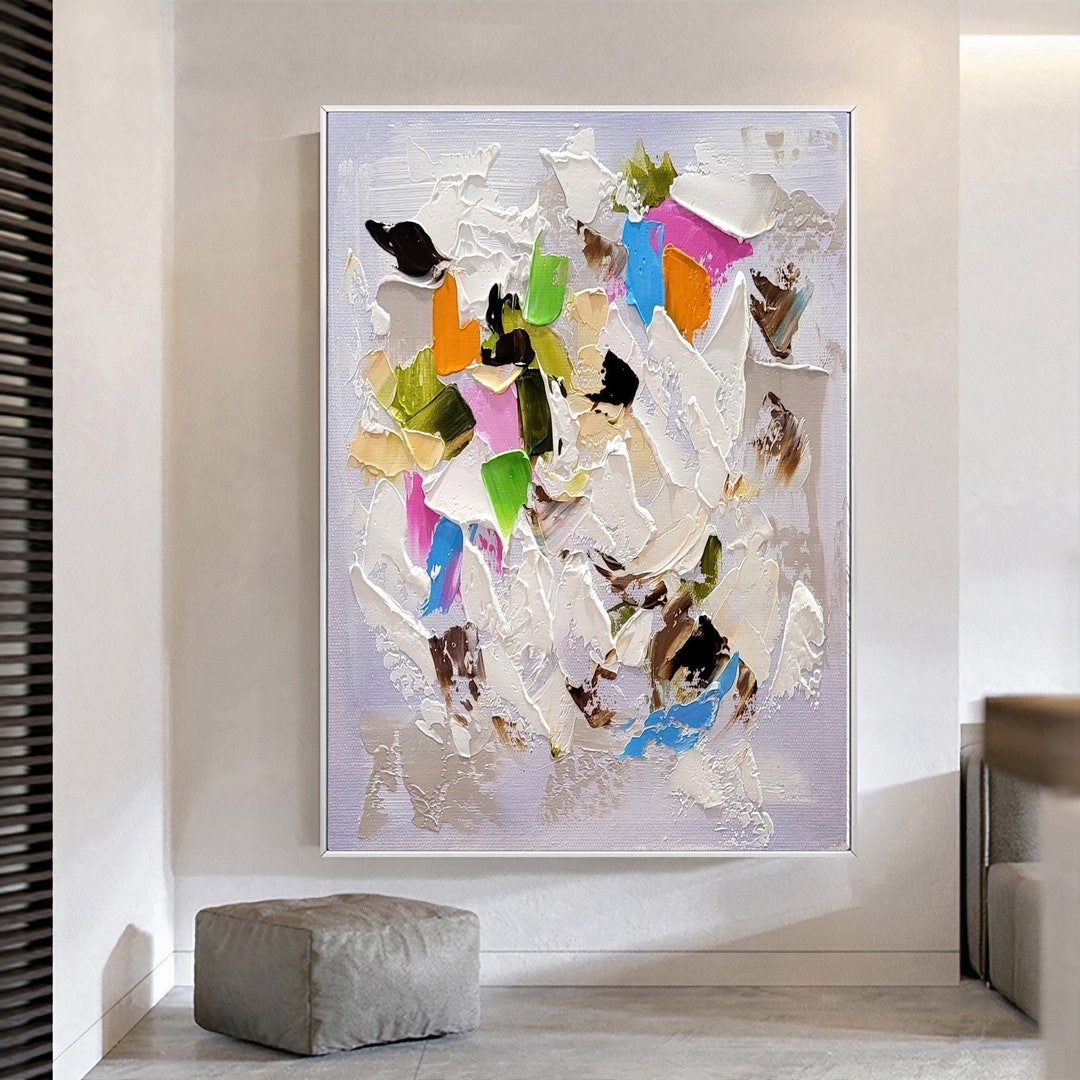 LARGE Colorful Impasto Oil Painting on Canvas, Modern Wall Art Palette ...
