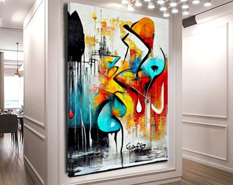 Stretched Printed Canvas Modern Print Graffiti Art Abstract Wall Art Street Art Picture for Home Wall Decoration
