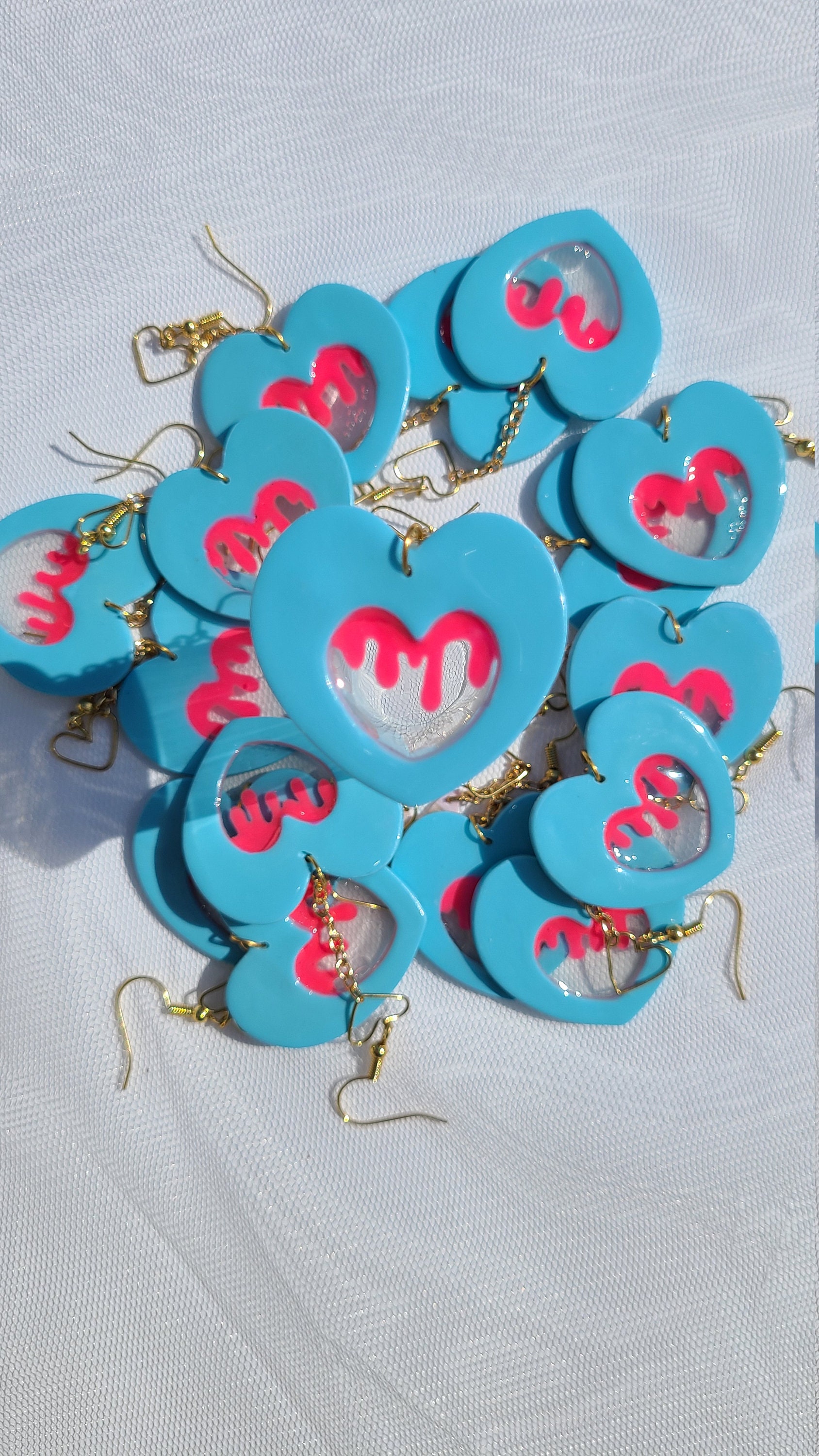 Drippy heart earrings statement heart earring pastel goth Etsy