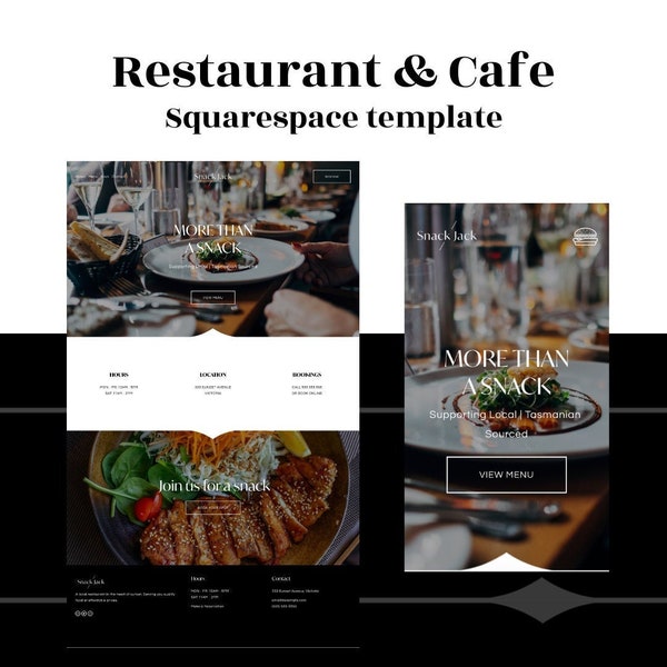 Squarespace Template Theme | Restaurant and Cafe Style | Minimal Simplistic Website | Food Theme